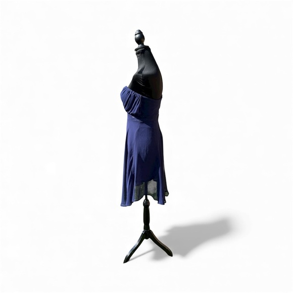 Junior  Navy Blue Elegant Strapless Dress w sequins. By Depri - Picture 3 of 4